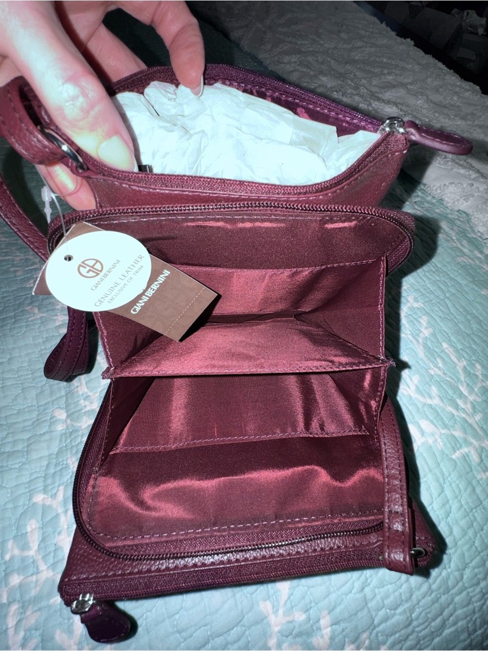 NWT Giani Bernini Softy Core Leather Crossbody Bag - Wine